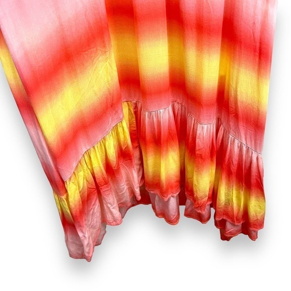 Aqua Swim Dress Womens Small Orange Yellow Tie Dye Maxi Cover Up Resortwear - Picture 6 of 9